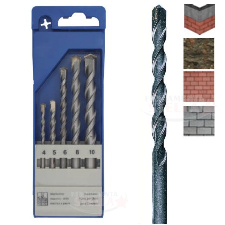 SET ASSORTIMENTO KIT di 5 PUNTE MURO CEMENTO MARMO PIETRA SUPER - punte 4 - 5 - 6 - 8 - 10