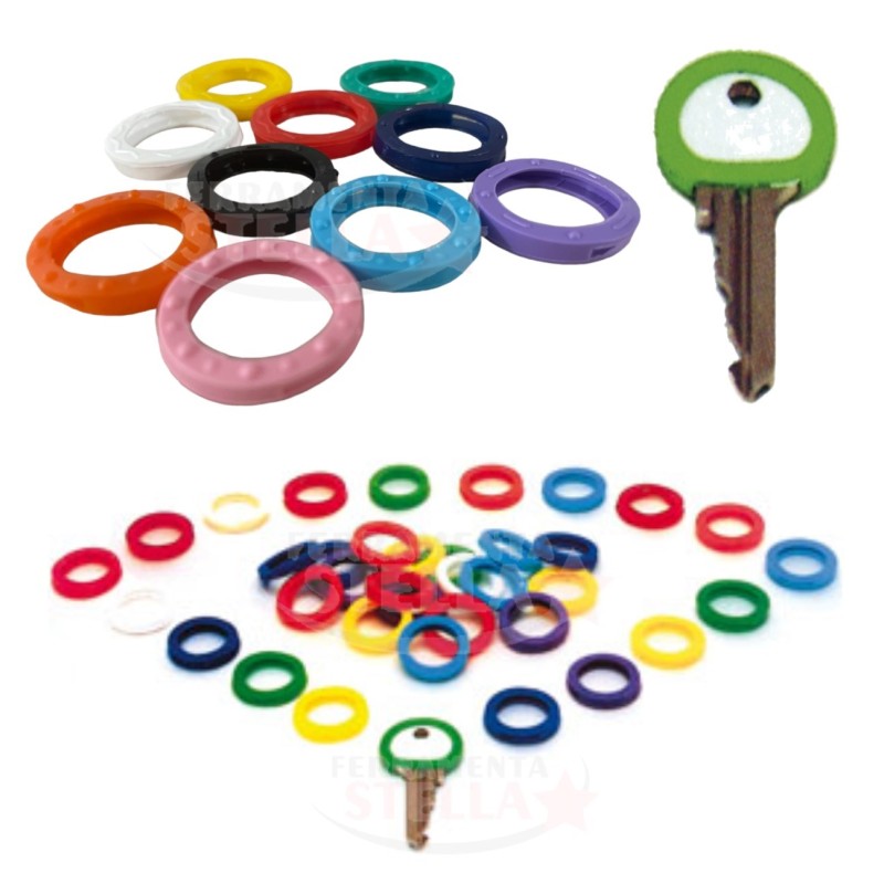 ANELLO  COLORATO ANELLINI COLORATI COPRITESTA COPRI TESTA PER CHIAVI  - VARI COLORI MISTI