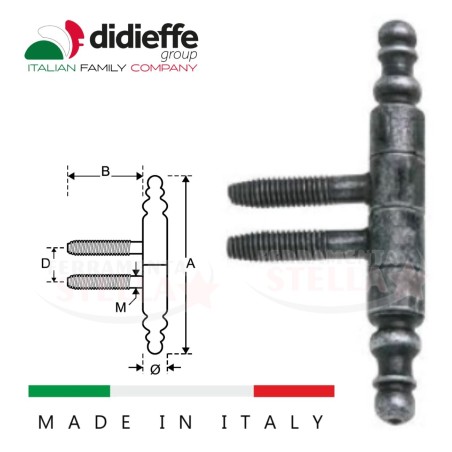 ANUBA CERNIERA FERRO BATTUTO ANTICATA BRUNITA SILVER - FINITURA IS NERO ARGENTO - DIAMETRO 11