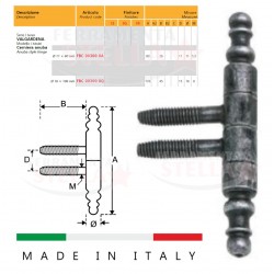 ANUBA CERNIERA FERRO BATTUTO ANTICATA BRUNITA SILVER - FINITURA IS NERO ARGENTO - DIAMETRO 11