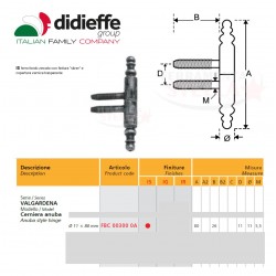 ANUBA CERNIERA FERRO BATTUTO ANTICATA BRUNITA SILVER - FINITURA IS NERO ARGENTO - DIAMETRO 11