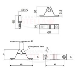 PINZA GANCIO FERMA BLOCCA PORTA OTTONE PORTE INTERNE FERMAPORTA BRONZO FINESTRA