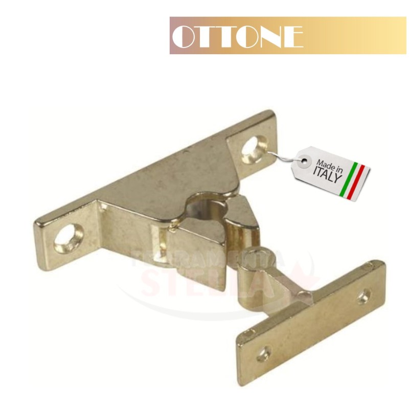 Pinza gancino fermaporta in ottone lucido con sistema a incontro