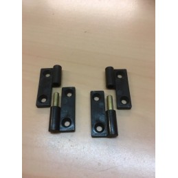 COPPIA CERNIERE MINI MICRO PICCOLE - ALA PIANA 2 / 4 FORI - IN PVC NERO / MARRONE - DESTRA E SINISTRA