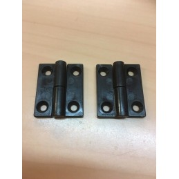 COPPIA CERNIERE MINI MICRO PICCOLE - ALA PIANA 2 / 4 FORI - IN PVC NERO / MARRONE - DESTRA E SINISTRA