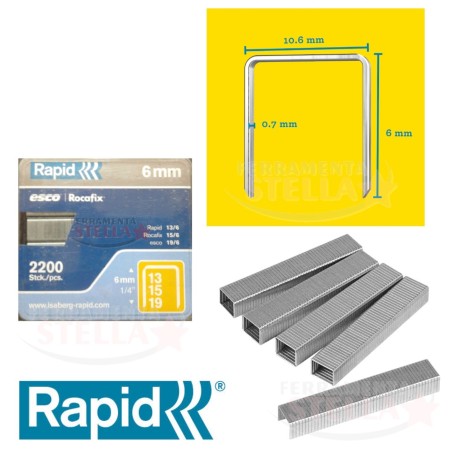 GRAFFE A FILO FINE CHIODINI X GRAFFATRICI SPILLATRICI FISSARE 2200 PZ 6 MM RAPID