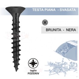 VITI TRUCIOLARE PER LEGNO - 3 x 16 - BRINITA - pz 500 - TESTA PIANA BRUNITA  NERA A CROCE TPS