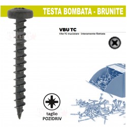 VITI TRUCIOLARE PER LEGNO - 5 x 30 - COLORE NERO - TESTA BOMBATA - INTERAMENTE FILETTATA