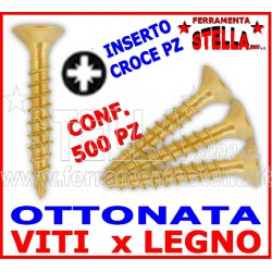 VITI VITE TRUCIOLARE PER LEGNO TESTA PIANA A CROCE OTTONATA TPS 2
