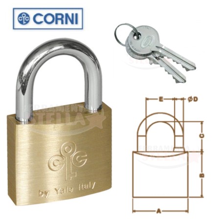 Lucchetto corni yale ottone 20mm 2 chiavi  |  ferramentastella.com