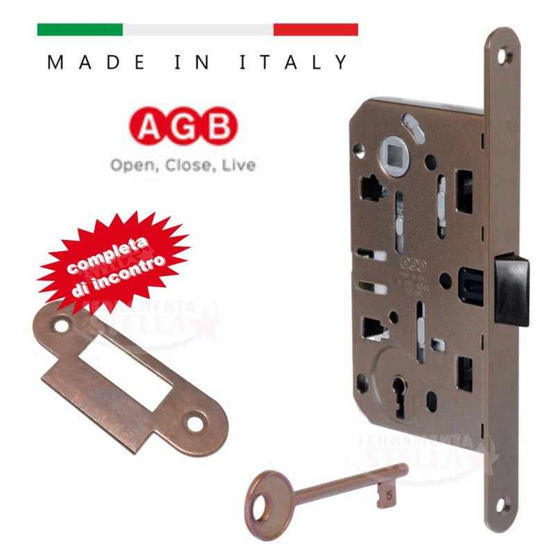 Serratura per porte bronzo mediana agb centro  | ferramentastella.it