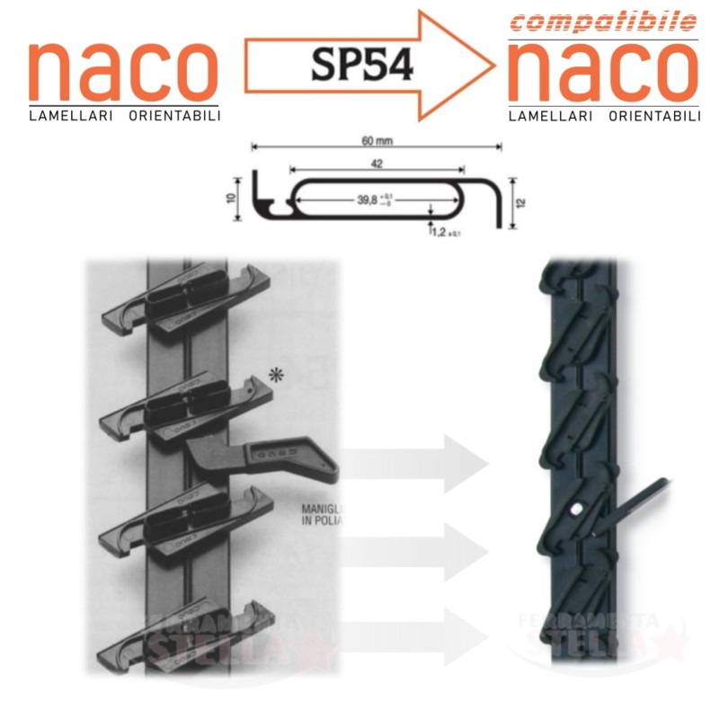 Comando orientabile lamelle naco alluminio sp 54 | ferramentastella.it