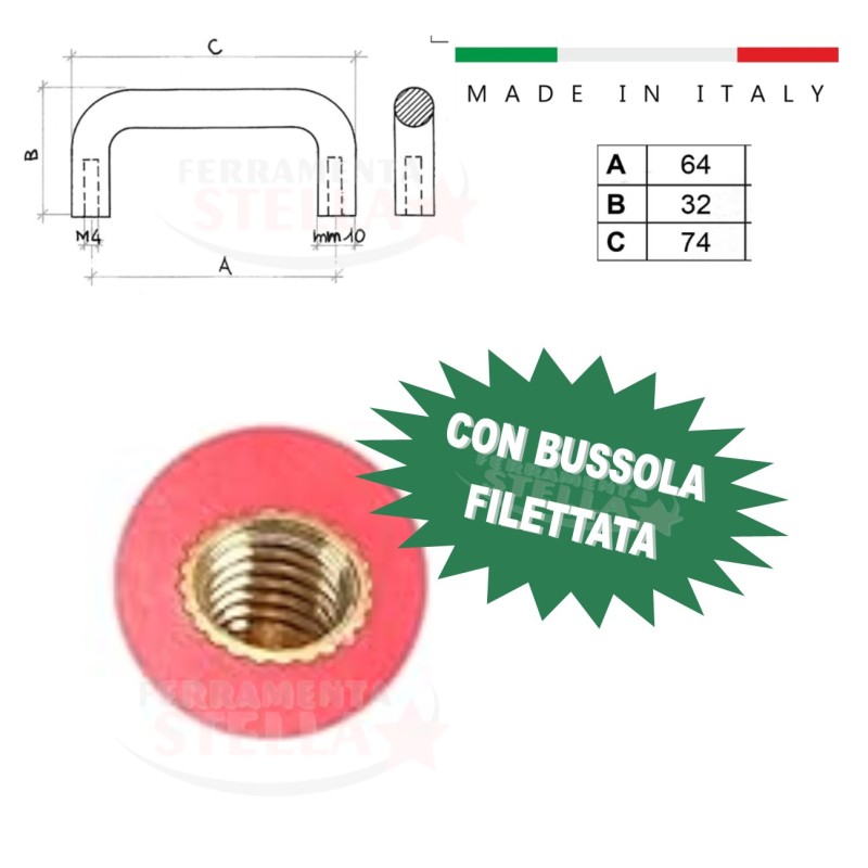 Maniglietta maniglia per cassetti ante - in plastica | ferramentastella.it