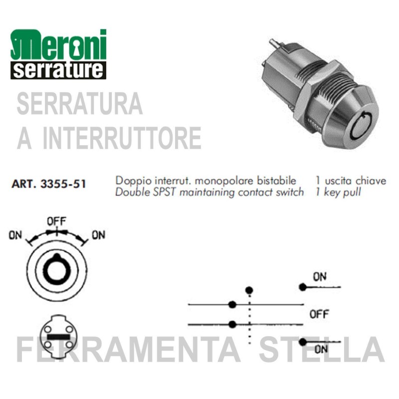 Serratura interruttore meroni 3355 cassetto anta | ferramentastella.it