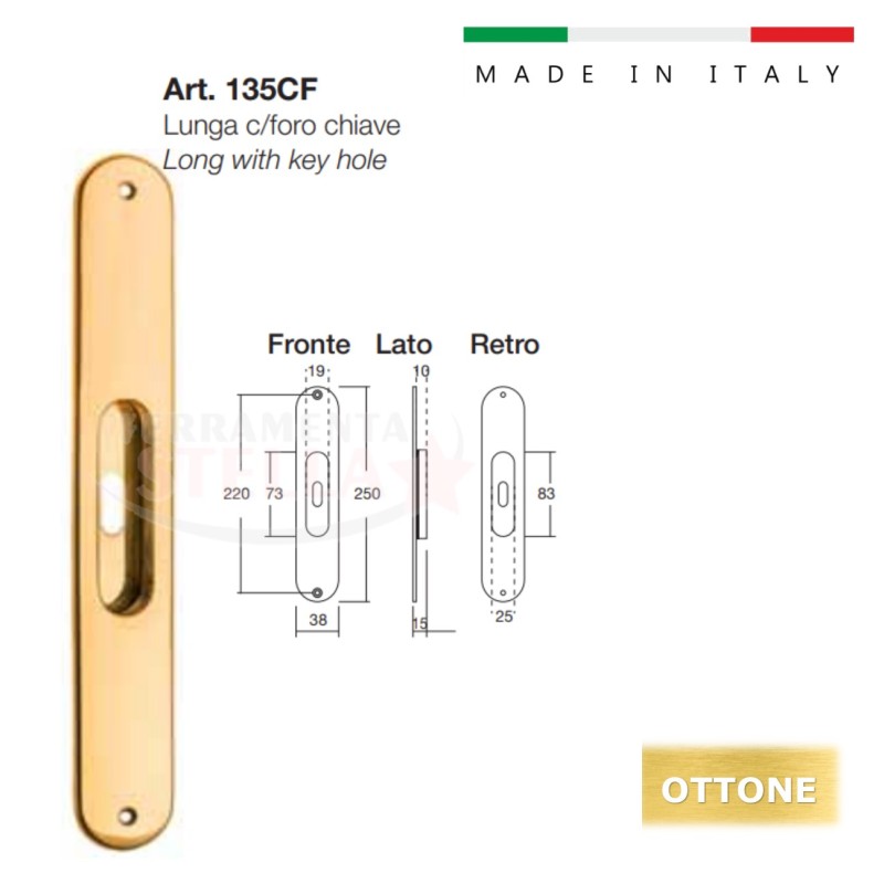 maniglia incasso x porta oro lucido  |  ferramentastella.com