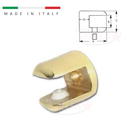 Reggi mensola vetro morsetto ottone lucido  | ferramentastella.it