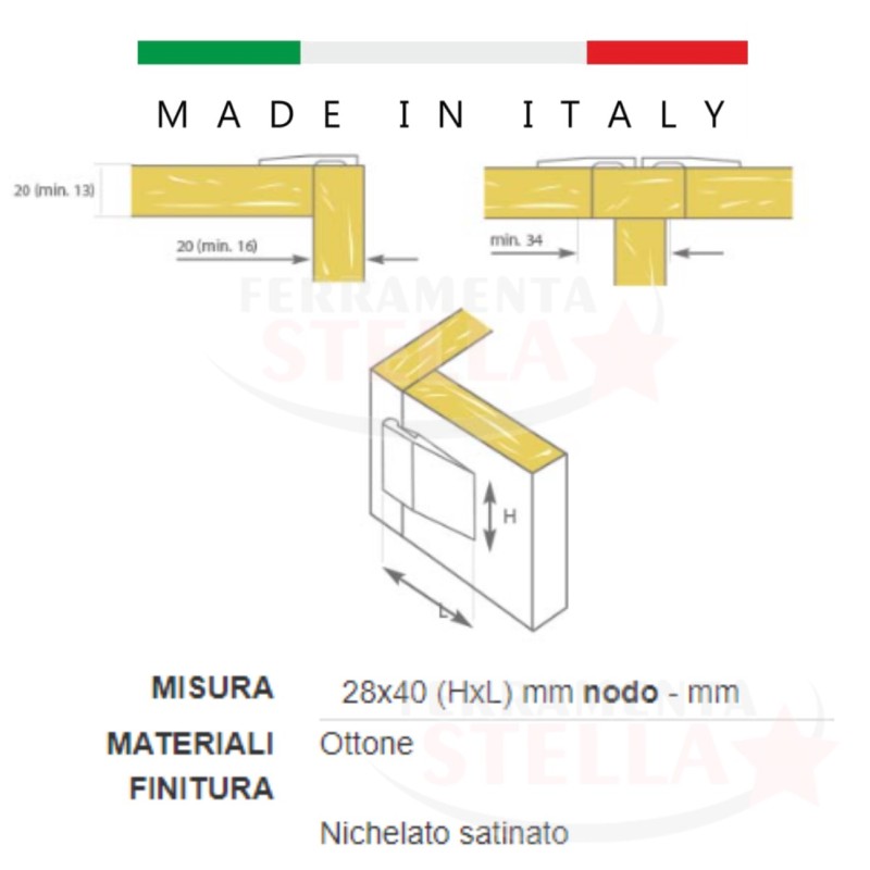 Cerniera cerniere a vista ottone nikel satinato | ferramentastella.it