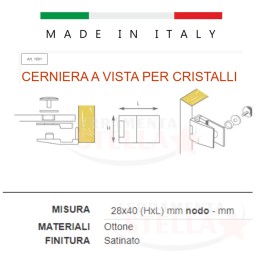 Cerniera cerniere a vista ottone satinato vetro | ferramentastella.it 2
