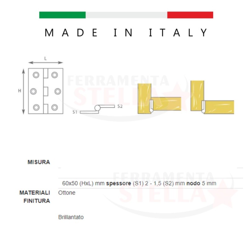 Cerniera cerniere ottone oro mobili mobile anta | ferramentastella.it