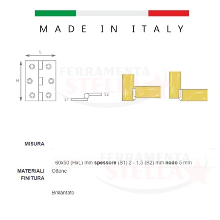 Cerniera cerniere ottone oro mobili mobile anta | ferramentastella.it