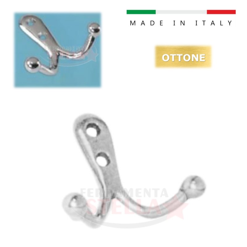 Gancio bagno cucina ottone cromo lucido argento | ferramentastella.it
