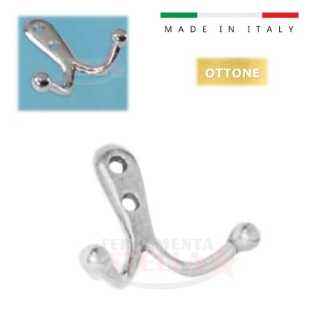 Gancio bagno cucina ottone cromo lucido argento | ferramentastella.it