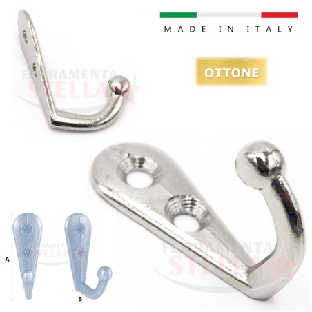 Gancio bagno cucina ottone cromo lucido argento | ferramentastella.it