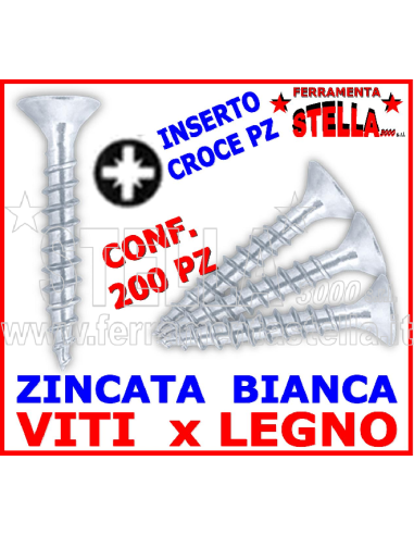Viti truciolare 5x30 zincate croce TPS pz 200 | ferramentastella.it