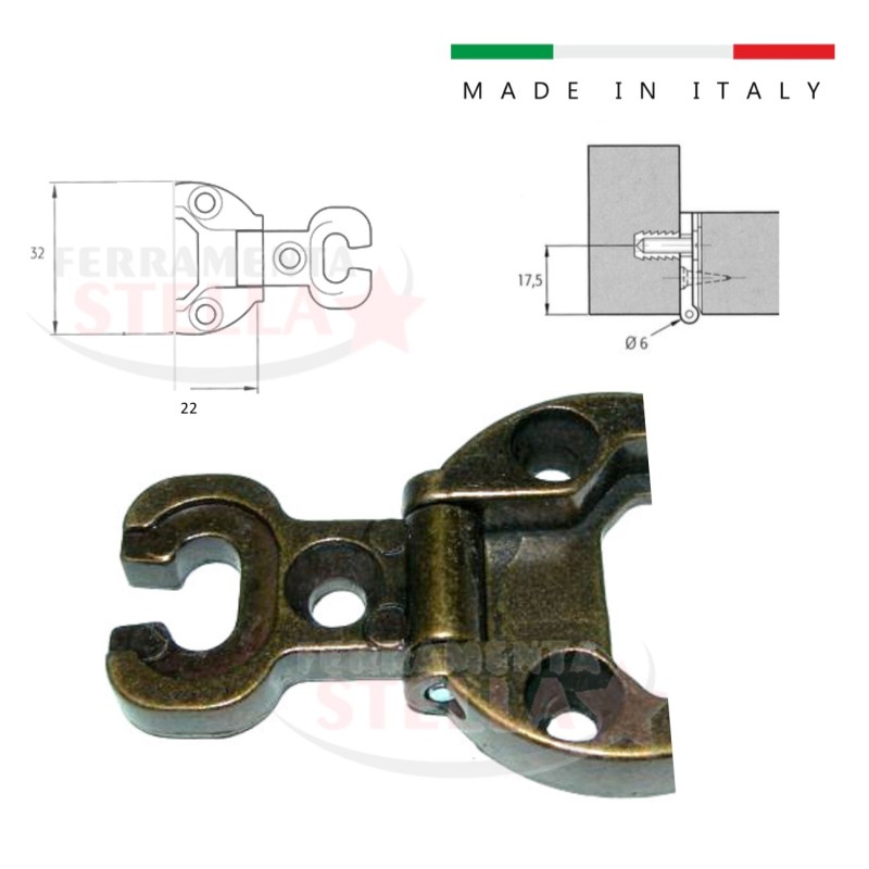 Cerniera in zama bronzata mobili antine da 18 mm  | ferramntastella.it