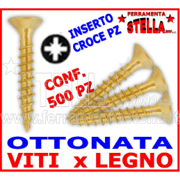 VITI VITE TRUCIOLARE PER LEGNO TESTA PIANA A CROCE OTTONATA TPS 2