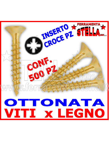 Viti truciolare 2,5x20 ottonate testa piana 500p | ferramentastella.it