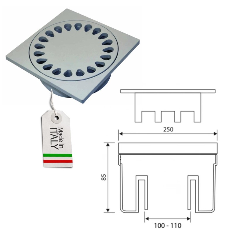 Coperchio chiusino sifonato 250 x 250 goccia  | ferramentastella.it
