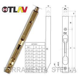 CATENACCIO A LEVA 60 cm OTTONATO BRONZO BRONZATO A INCASSO X PORTA PORTONE LEGNO OTLAV