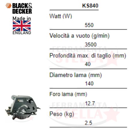 Sega circolare black & decker ks840 ks 840 | ferramentastella.it