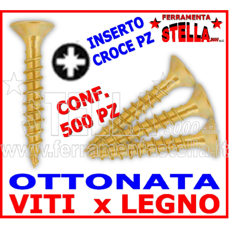 Viti truciolare 3,5x16 ottonate a TPS 500pz | ferramentastella.it