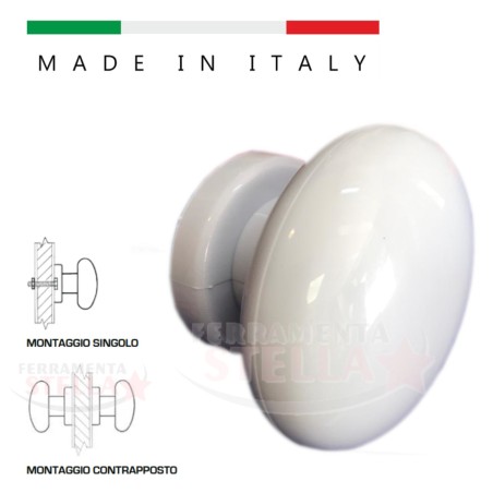 Pomolo Fisso Bianco Ø75 mm per Porta e Portone | ferramentastella.it