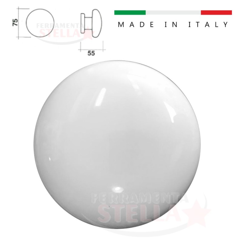 Pomolo Fisso Bianco Ø75 mm per Porta e Portone | ferramentastella.it