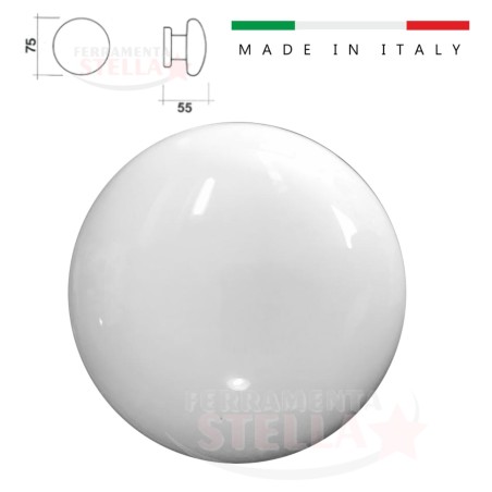 Pomolo Fisso Bianco Ø75 mm per Porta e Portone | ferramentastella.it