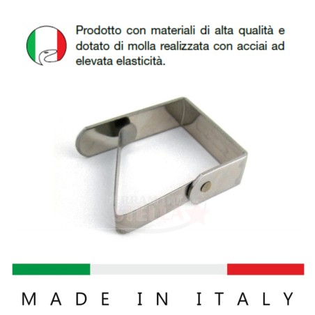 50 MOLLA GANCIO FERMATOVAGLIE FERMA TOVAGLIA ACCIAIO INOX TAVOLO TOVAGLIE ITALY