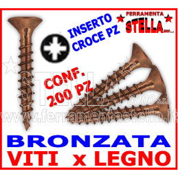 VITI VITE TRUCIOLARE PER LEGNO TESTA PIANA BRONZATA A CROCE TPS 2