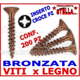 VITI VITE TRUCIOLARE PER LEGNO TESTA PIANA BRONZATA A CROCE TPS 2