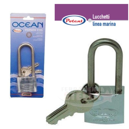 Lucchetto arco lungo tipo nautico marino inox | ferramentastella.it