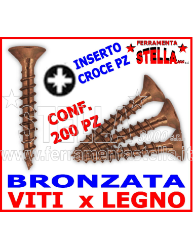 Viti truciolare 5x20 bronzate testa piana croce tps | ferramentastella.it