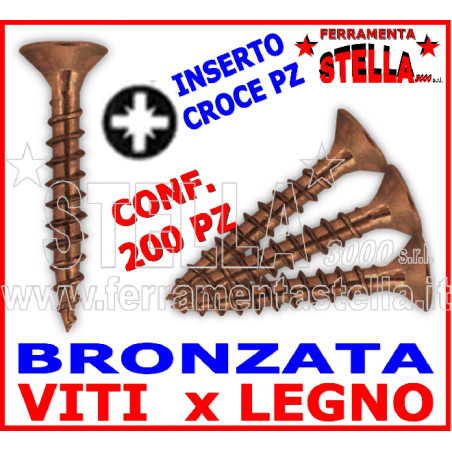Viti truciolare 5x20 bronzate testa piana croce tps | ferramentastella.it