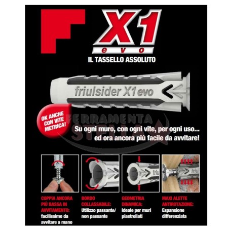 TASSELLO CON VITE SCATOLA MULTIESPANSIONE FRIULSIDER X1 ECO MULTIUSO - DIAM 6 - CON VITE