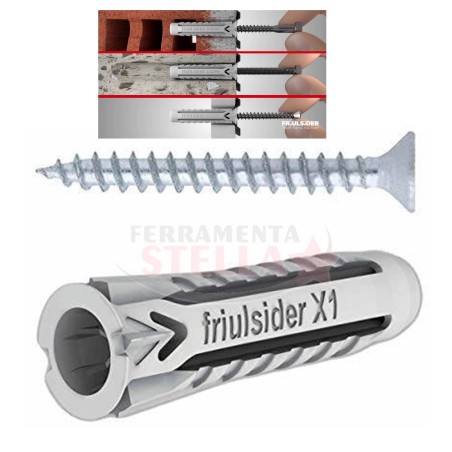 TASSELLO CON VITE SCATOLA MULTIESPANSIONE FRIULSIDER X1 ECO MULTIUSO - DIAM 6 - CON VITE