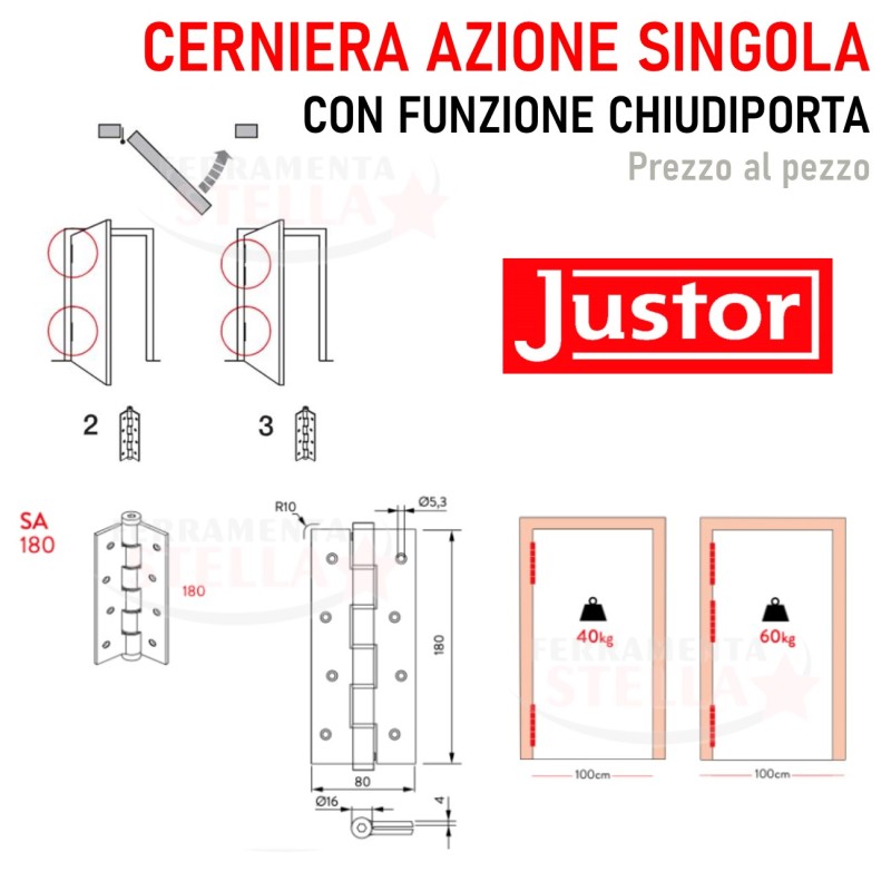 Cerniera justor chiudiporta molla in alluminio |  ferramentastella.it