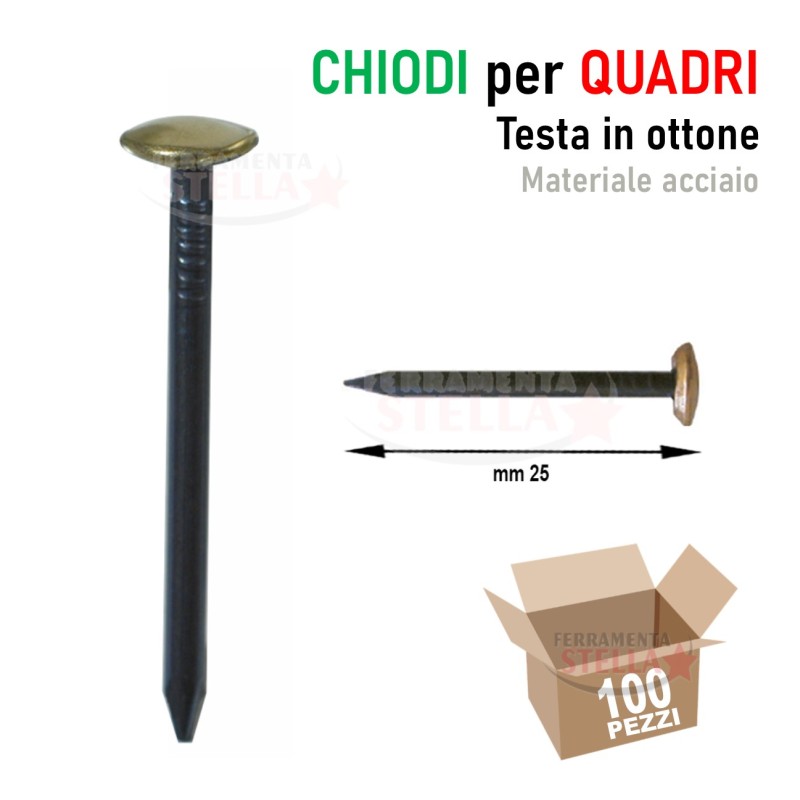 Chiodi testa in ottone per quadri e appendere | ferramentastella.it