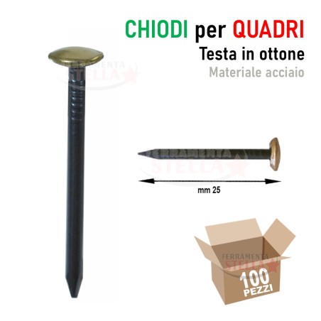 Chiodi testa in ottone per quadri e appendere | ferramentastella.it