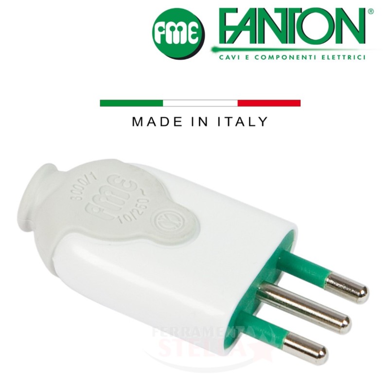 Spina elettrica volante bianca per cavo 10a 250v | ferramentastella.it